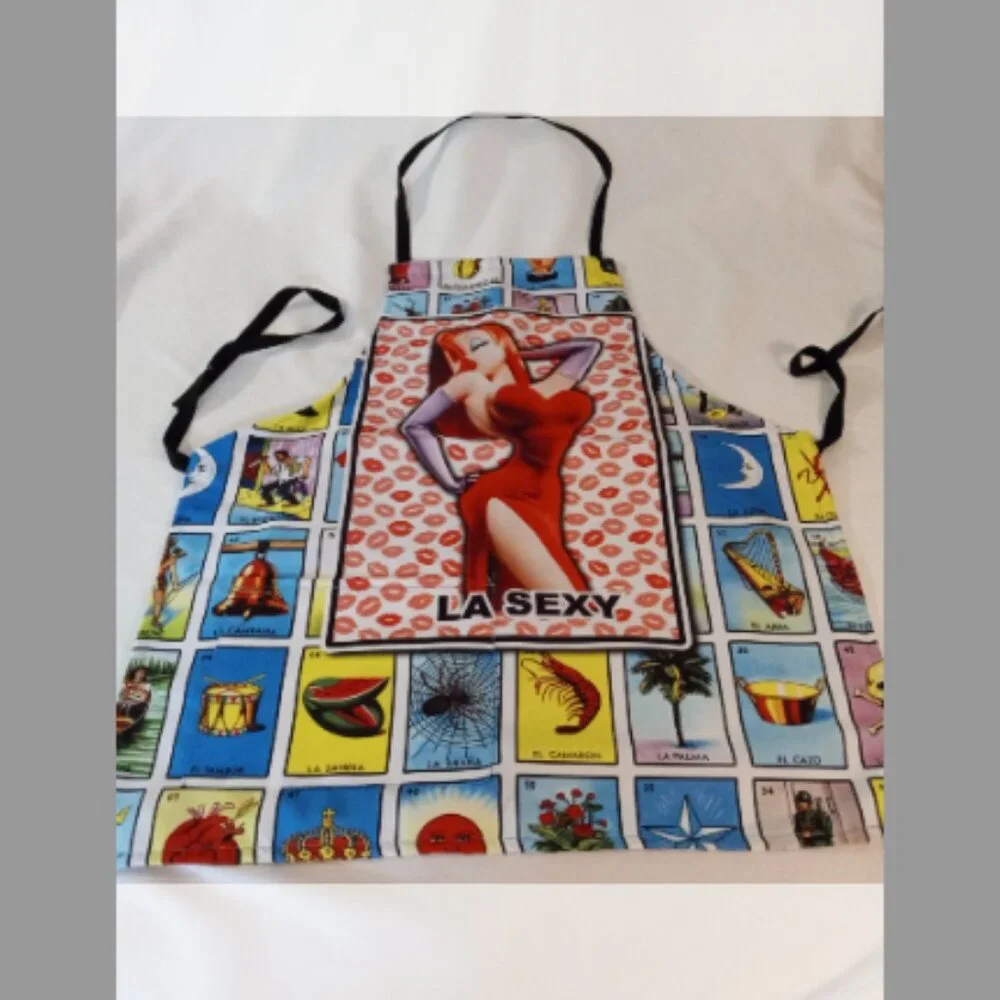 Funny Mexican Loteria La Sexy Kitchen Apron Mandil Handmade Adult